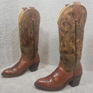 Laredo Women's Size US 5B Brown Leather Western Cowboy Boots Made in USA